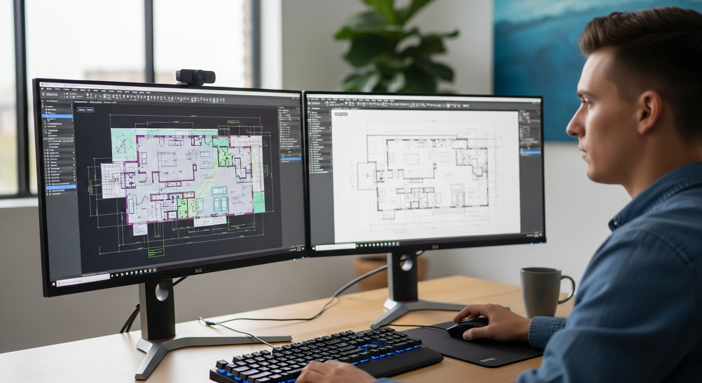 Field measurements are turned into clean, dimensioned CAD drawings.