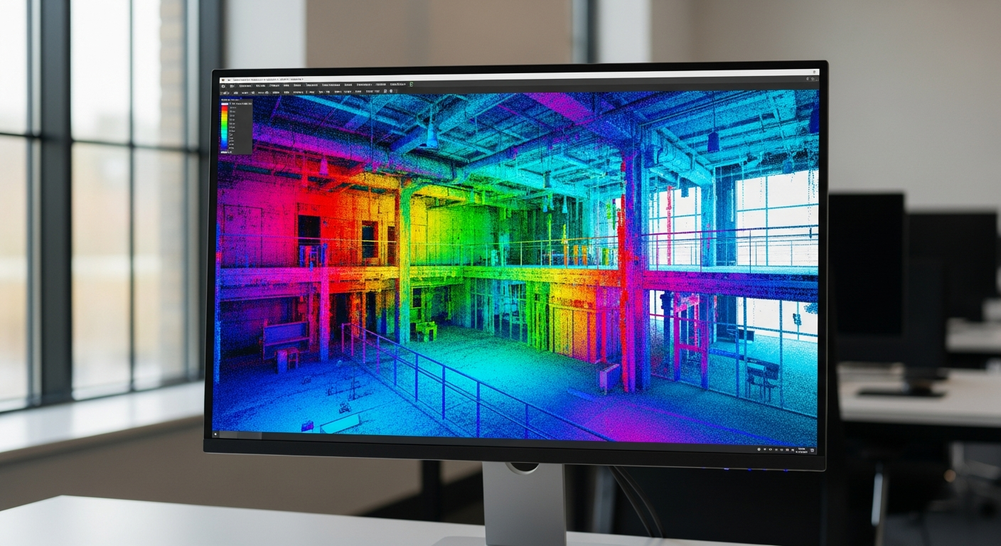 A point cloud captures the space as millions of measured points.