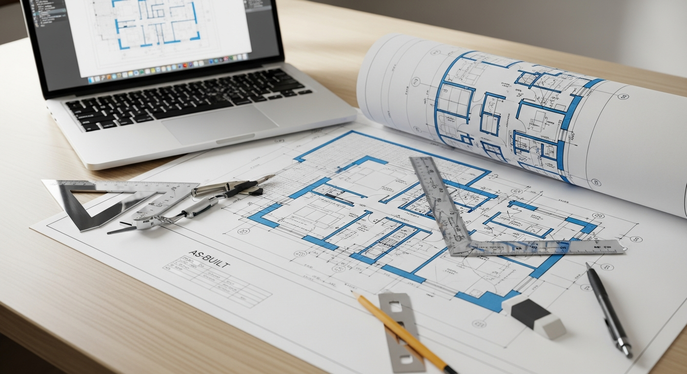 As-built floor plan drawing and CAD software