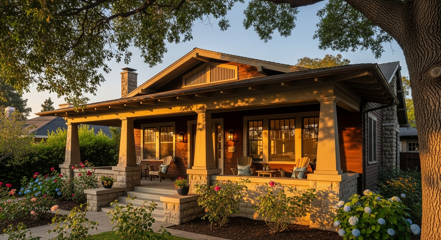 Craftsman bungalow representative of Berkeley, California
